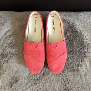 TOMS Womens Alpargata Slip On Flats Casual - Red, Paprika, 9.5